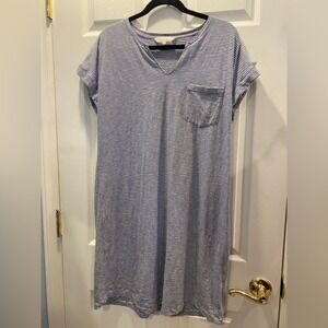 Part Two Copenhagen Striped Cotton T-Shirt Dress Navy White XL Minimalist Scandi